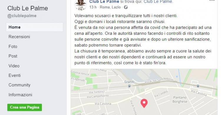 centro estivo ristorante chiusi coronavirus roma club le palme via casilina