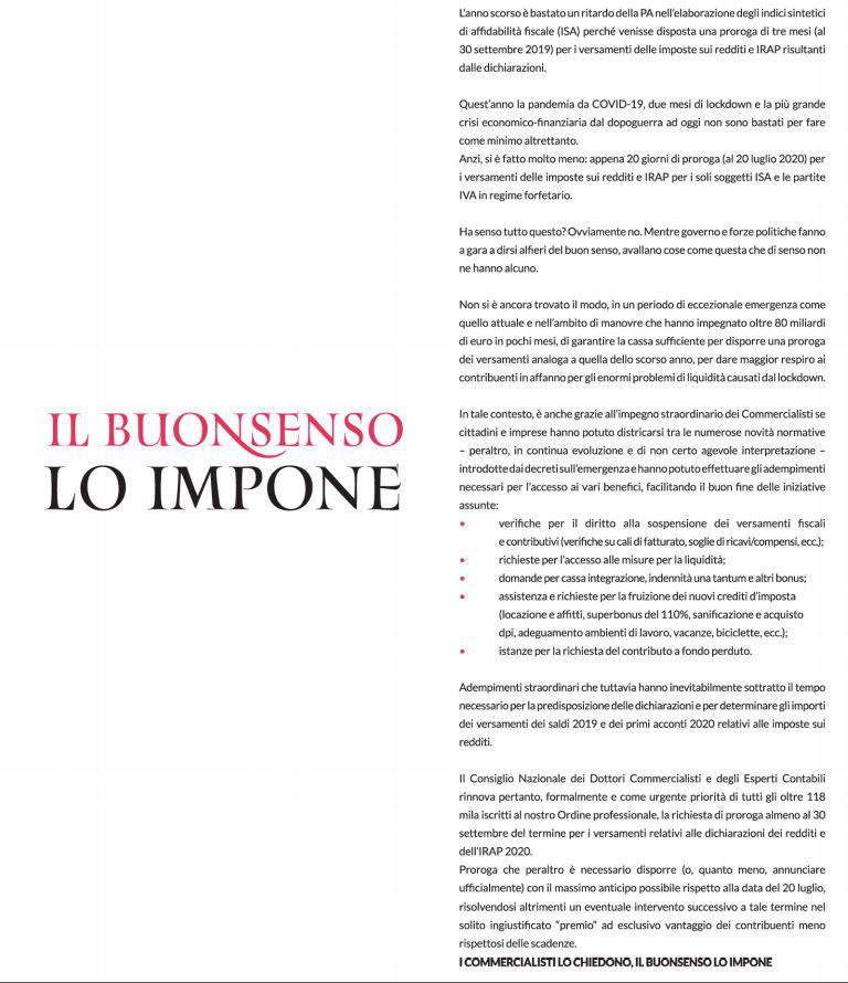 L’appello dei commercialisti per il rinvio al 30 settembre dei versamenti delle dichiarazioni dei redditi e dell’IRAP 2020 article-post