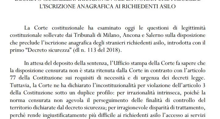decreto salvini incostituzionale