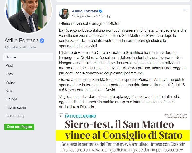 L’inchiesta sui test sierologici in Lombardia e l’indagine sui rapporti Diasorin-Lega article-post
