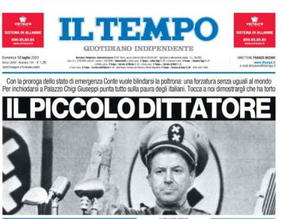 La prima pagina del Tempo su Conte “piccolo dittatore” con pieni poteri article-post