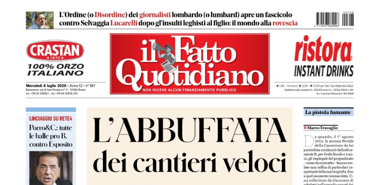 Notizie Di Oggi La Prima Pagina Del Fatto Quotidiano Dell 8 Luglio