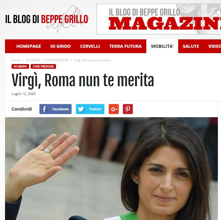 Beppe Grillo, Virginia Raggi e i romani gente de fogna article-post