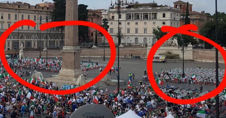 vuoti manifestazione centrodestra piazza del popolo