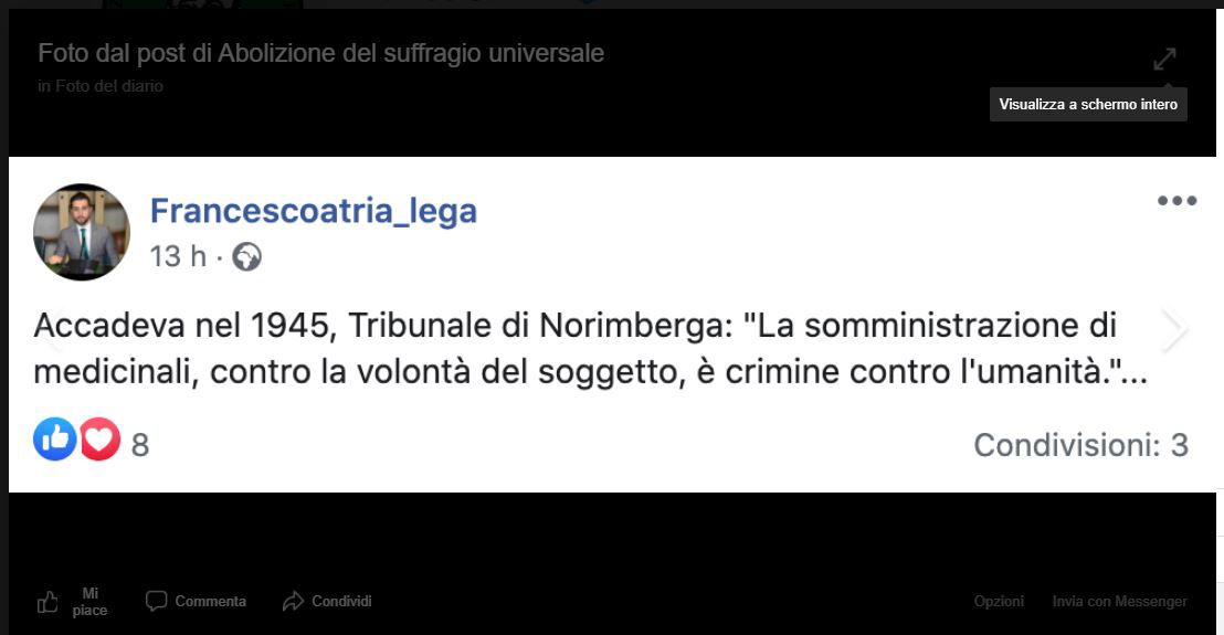 Il consigliere della Lega e il post sulle sperimentazioni naziste e i medicinali article-post