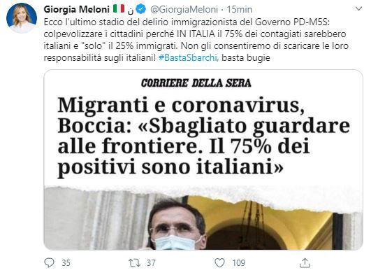 Giorgia Meloni e la matematica dei contagi Covid italiani che non torna article-post