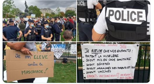 La manifestazione dei no-mask a Parigi preview