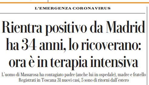 L’uomo di Massarosa in terapia intensiva per COVID-19 article-post