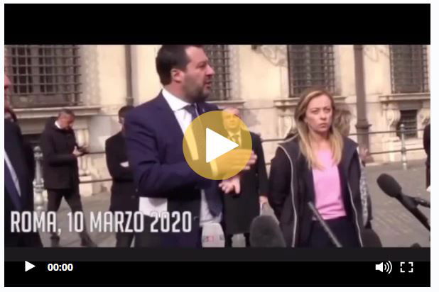 Giorgia Meloni oggi dice che non si doveva fare il lockdown nazionale. Il 10 marzo annuiva a Salvini che lo chiedeva preview