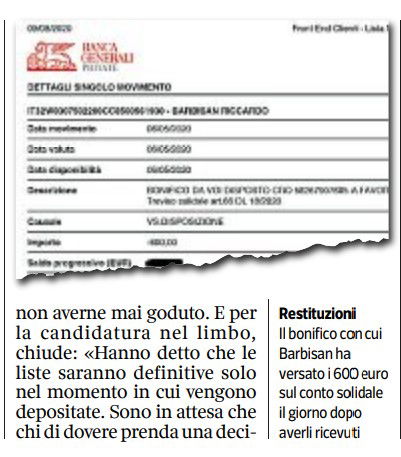 riccardo barbisan consigliere regionale veneto bonus 600 euro lega 1