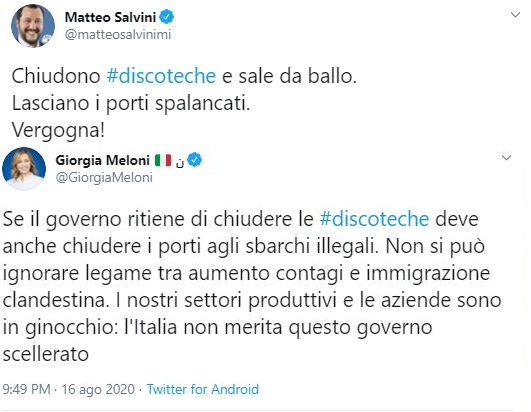Come Meloni e Salvini danno la colpa della seconda ondata ai migranti che non sarebbero capaci di fermare preview