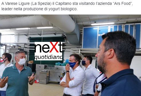 Salvini senza mascherina nella fabbrica di yogurt, ma la Lega cancella la foto article-post