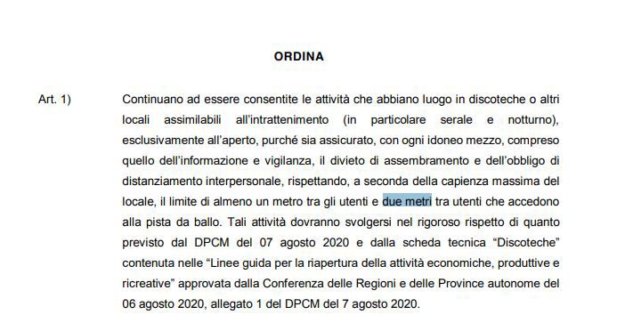 L’ordinanza di Solinas in Sardegna che prevede due metri di distanza in discotecAHAHAHAHAHAH article-post