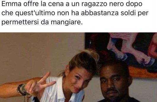 emma marrone cena ragazzo nero kanye west fake news