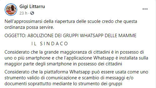 Gigi Littarru: il sindaco che “abolisce” i gruppi Whatsapp delle mamme article-post