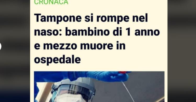 tampone si rompe nel naso di un bambino di un anno e mezzo