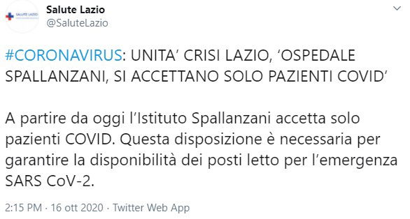 Bollettino Lazio Coronavirus: i dati della Regione per oggi 16 ottobre article-post