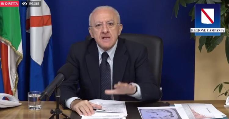 lockdown campania de luca annuncio oggi video diretta