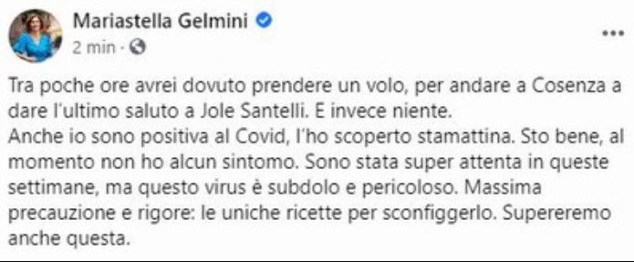 Mariastella Gelmini positiva al Coronavirus article-post