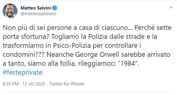 E Salvini non trova niente di meglio da fare che lamentarsi per le feste private article-post