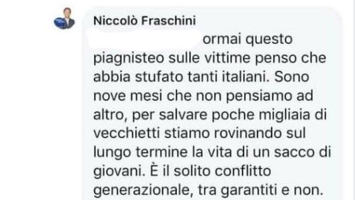 Niccolò Fraschini: il consigliere che vuole riaprire tutto perché si salvano solo “poche migliaia di vecchietti” article-post