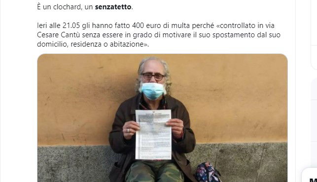 Il senzatetto multato perché non era a casa con il coprifuoco a Como article-post