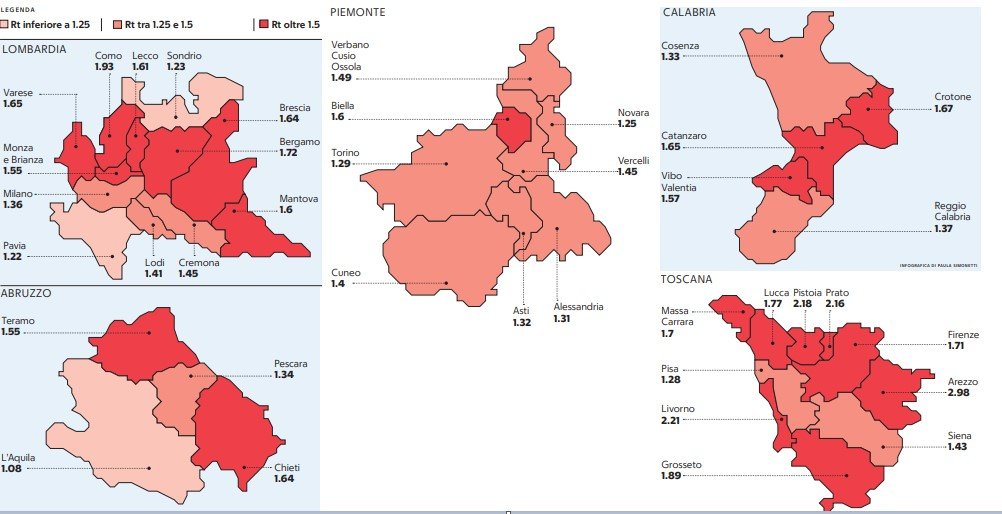 province mappa zona arancione rossa
