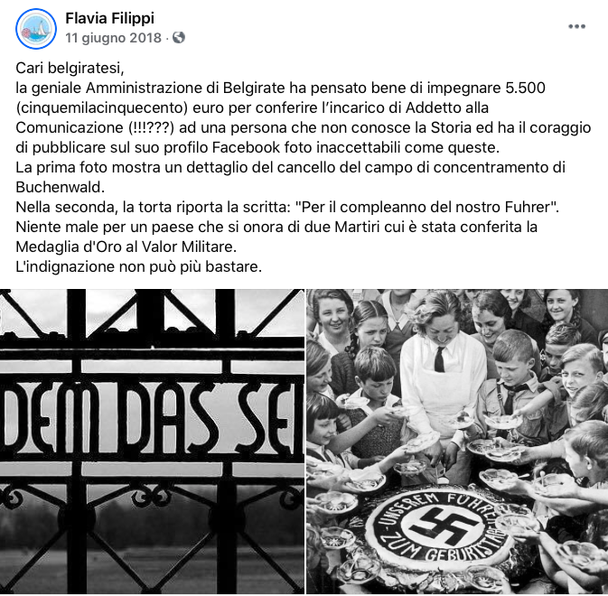 Flavia Filippi assolta foto naziste