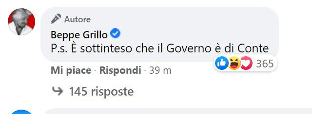 “P.s. È sottinteso che il Governo è di Conte” article-post