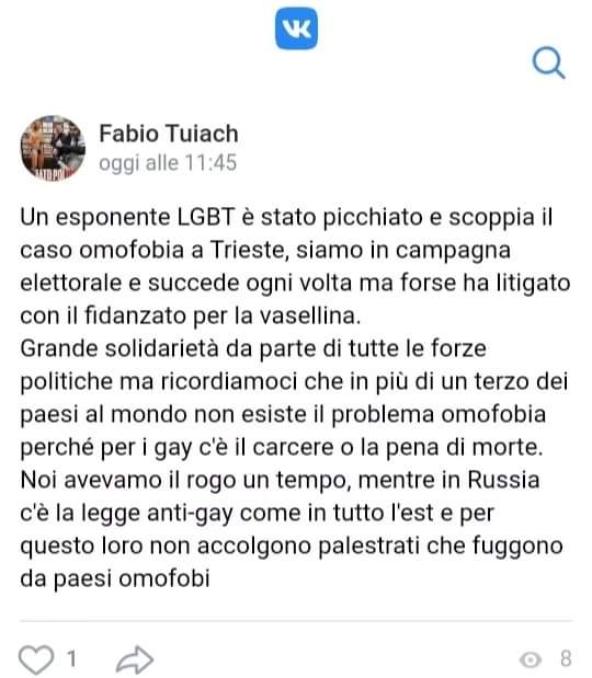 Fabio Tuiach omofobia attivista lgbt picchiato parisi