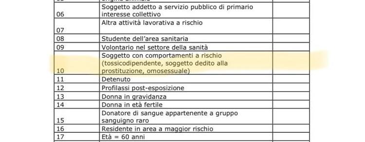 omosessualità comportamento a rischio asl 5 documento vaccino covid 1