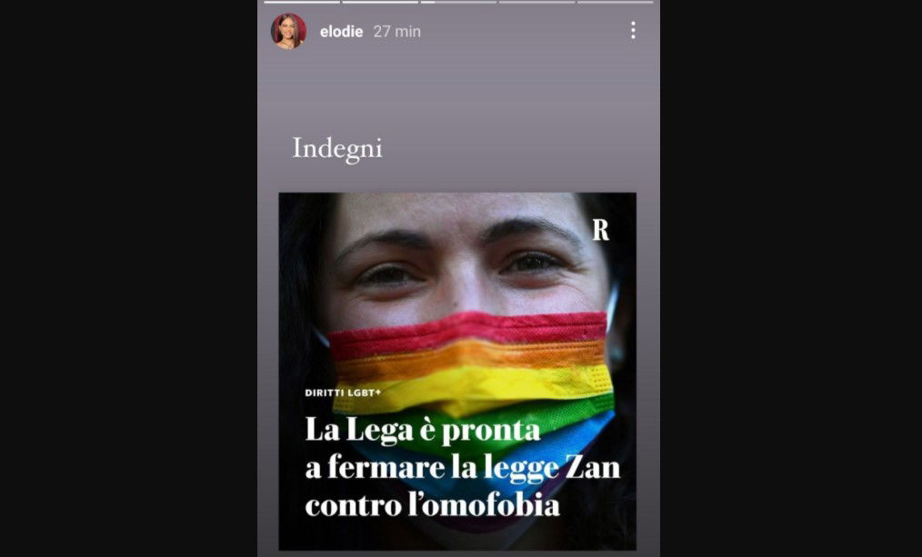 “Siete indegni”: l’attacco di Elodie alla Lega che ostacola la legge contro l’omofobia article-post