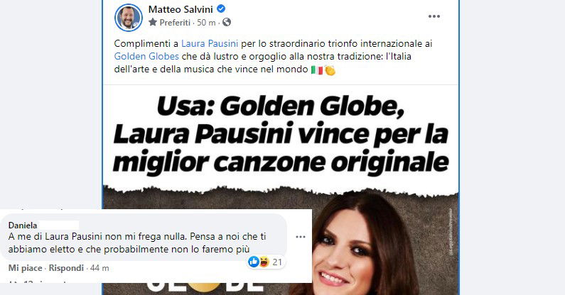 salvini laura pausini critiche 3