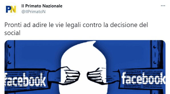 Facebook chiude la pagina de Il Primato Nazionale article-post