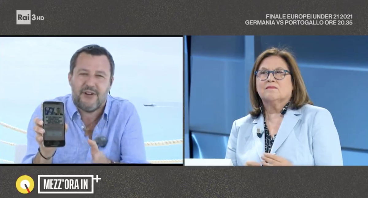Salvini che mostra in tv il risultato del sondaggio sulla legge voluta da Falcone | VIDEO article-post