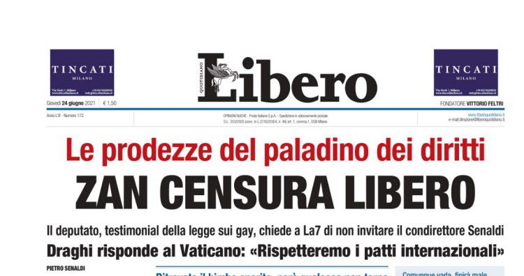 Libero accusa Alessandro Zan di censura. Ma dimentica un particolare article-post