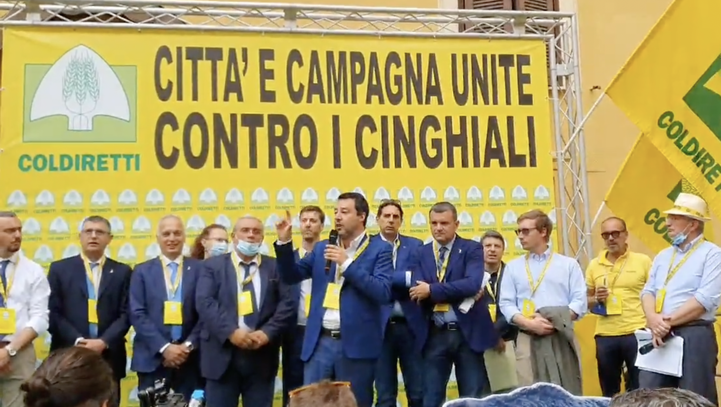 Matteo Salvini Coldiretti Riunione Coldiretti Salvini contro i cinghiali