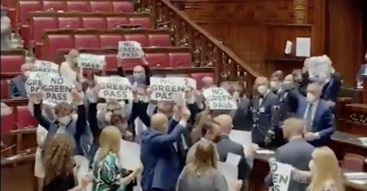 fratelli d'italia camera dei deputati dl green pass lavori bloccati