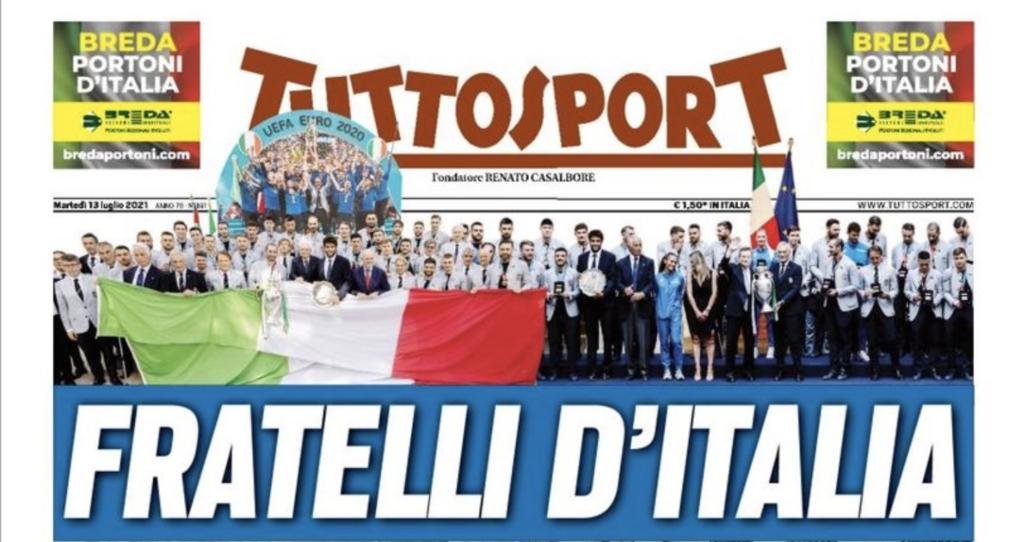 Titolo Tuttosport Fratelli d'Italia