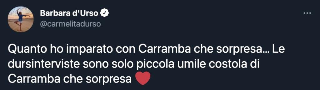 Tweet Barbara D'Urso su Raffaella Carrà