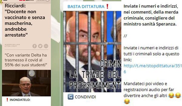 La follia dei no vax, le chat Telegram dove passarsi i numeri di politici, medici e favorevoli ai vaccini article-post