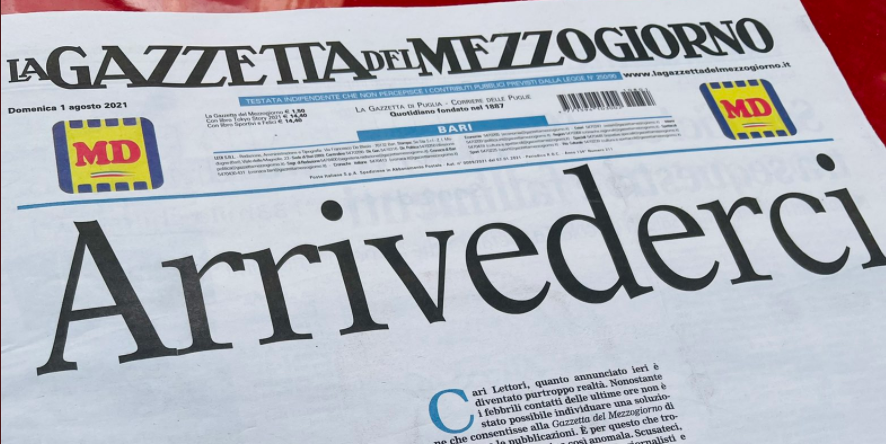 L’ultima volta in edicola della Gazzetta del Mezzogiorno: “Arrivederci” article-post