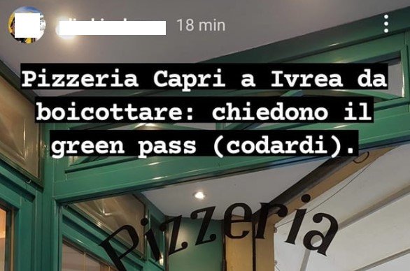 pizzeria capri ivrea no green pass