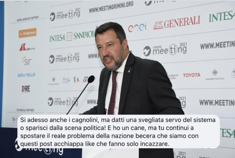 Salvini commenti cagnolino draghi
