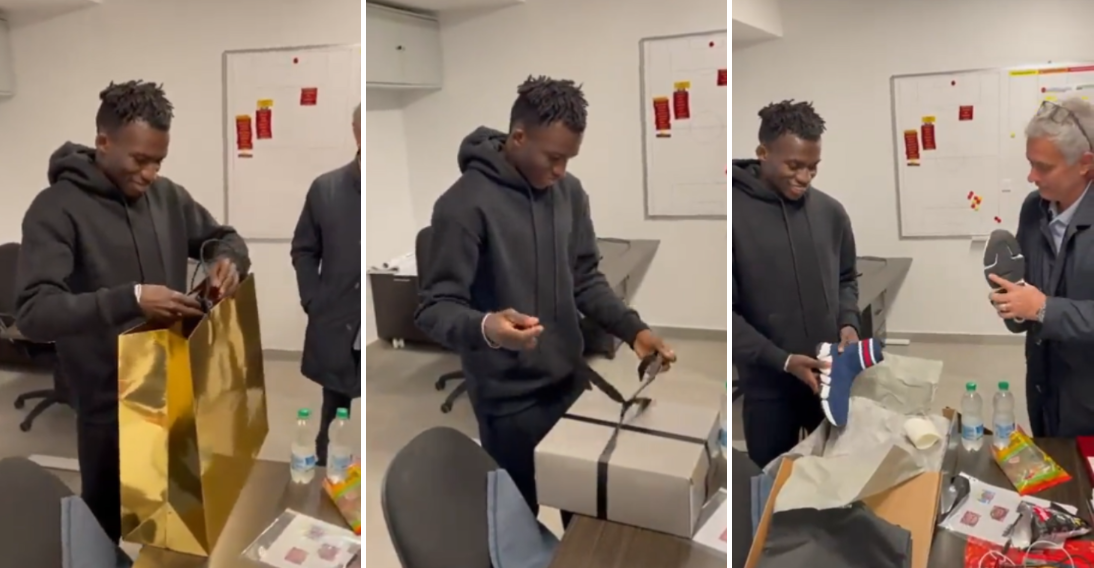 Chi ha detto a Felix Afena-Gyan “dentro ci sono le banane” mentre scartava il regalo di Mourinho? | VIDEO article-post