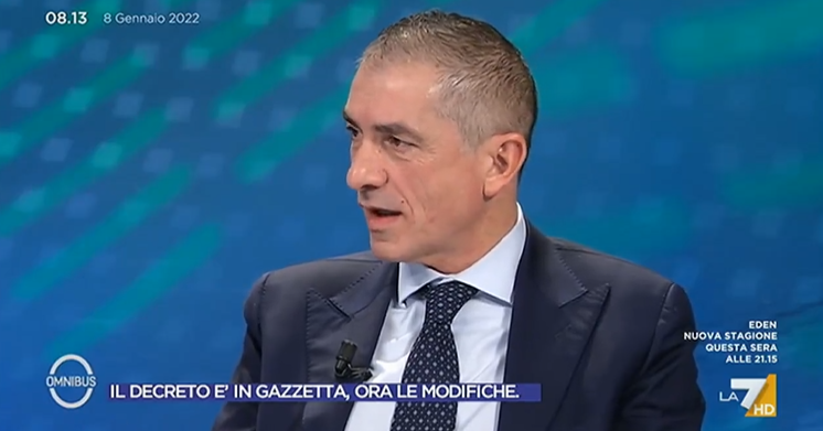 andrea costa omnibus la7 reiterazione multa no vax roberta villa