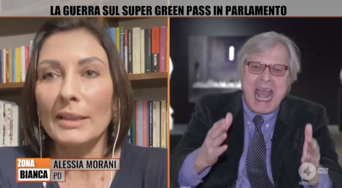 Sgarbi dà della “fascistella” e manda a “cag*re” Alessia Morani a Zona Bianca | VIDEO article-post