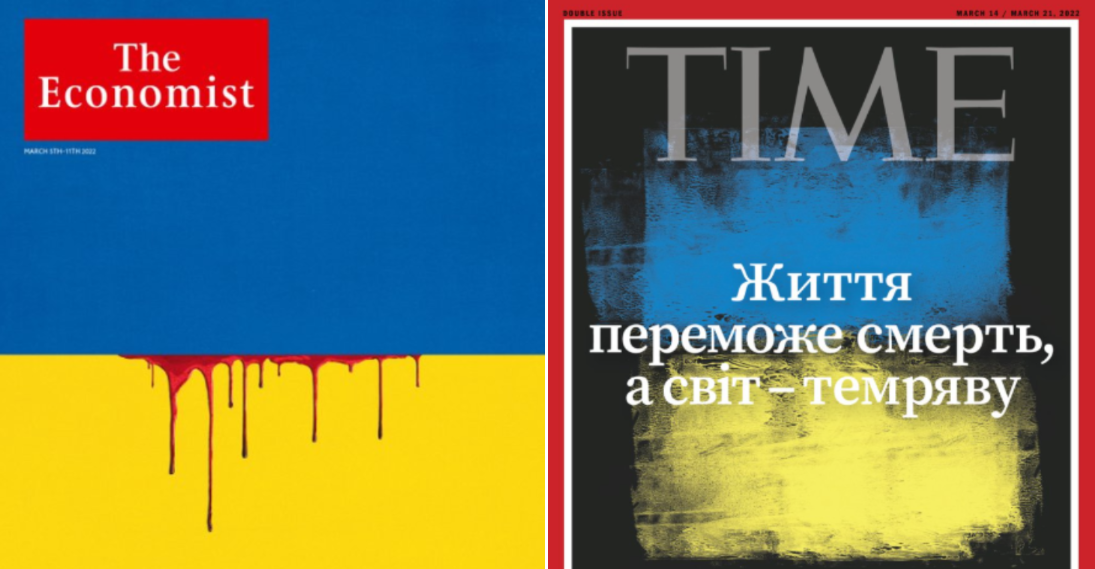 L’omaggio dei quotidiani all’Ucraina con la bandiera e le parole di Zelensky in copertina article-post