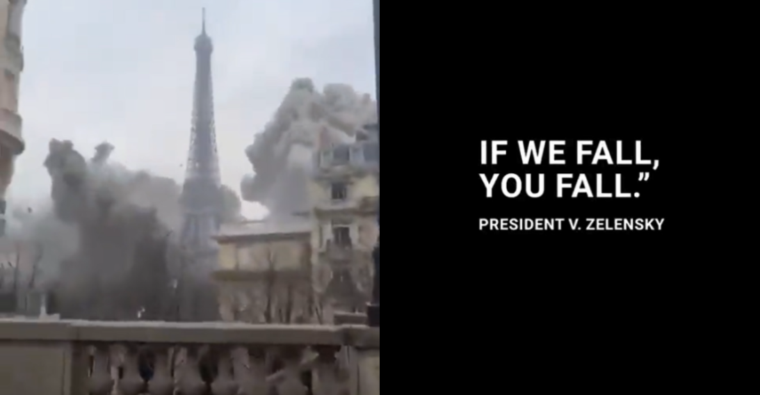 campagna social ucraina bombardamenti parigi