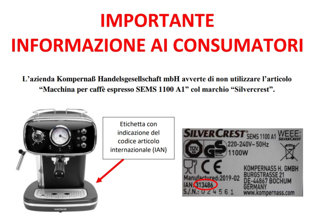 Attenzione: richiamo macchina caffè Silvercrest, non utilizzatela article-post